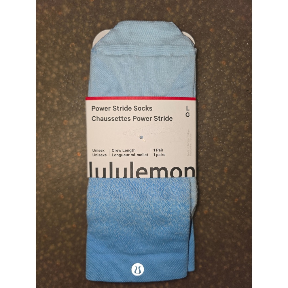 Lululemon Power Stride Crew Socks Ocean Wave Foam Cloud LU9CPWS Large Unisex